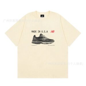 Vintage-style Beige T-Shirt with New Balance Sneaker Print