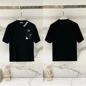 Prada Inverted Triangle Streetwear Style Black Short-sleeve T-shirt