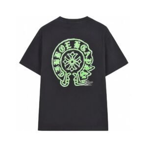 Chrome Hearts Horseshoe Print Street Style Black & Green Short-Sleeve T-Shirt