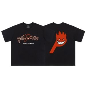Palace Flame Print Street Style Black Short-sleeve T-shirt