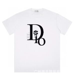 Dior Co-branded Trendy Style Printed White T-Shirt
