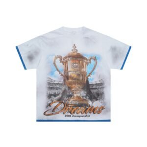Valley Trophy Print Vintage-style White and Blue T-Shirt