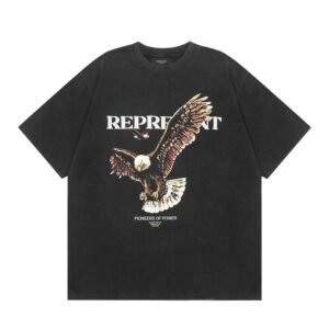 Represent Flying Eagle Print Vintage Style Black T-Shirt