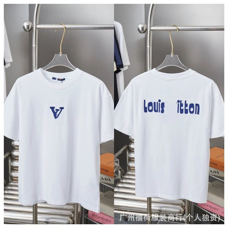 Louis Vuitton Embroidered Trendy Style White Short-sleeve T-shirt