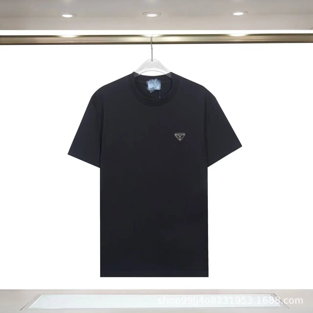 Prada Triangle-Logo Minimalist Black T-Shirt