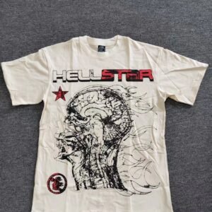 Hellstar Skeleton Print Street-style Off-white T-shirt