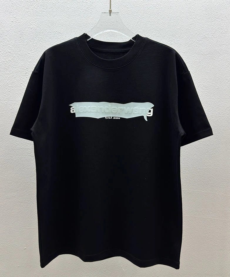 Alexander Wang Foam Logo Street Style Black T-Shirt