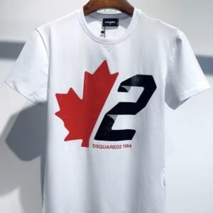 DSQUARED2 Maple Leaf Printed Streetwear White T-Shirt