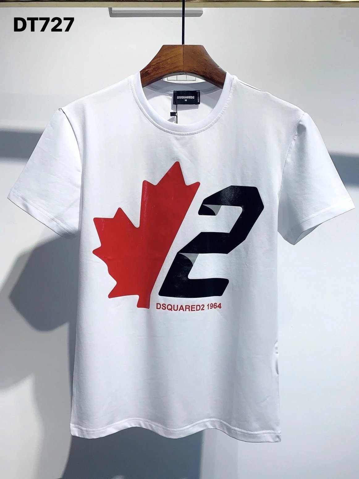 DSQUARED2 Maple Leaf Printed Streetwear White T-Shirt