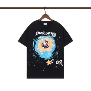 Dior Starry Sky Graffiti Style Black Short-sleeve T-Shirt