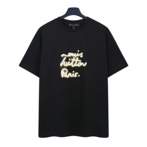 Louis Vuitton Trendy Handwritten Print Black T-Shirt