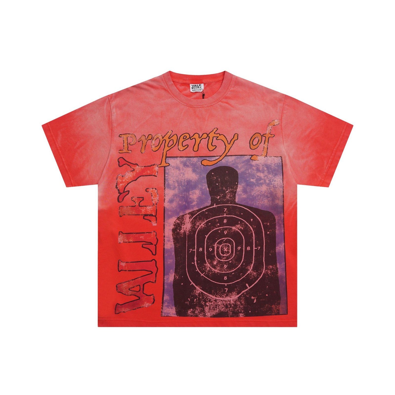 Valley Target Print Vintage Orange-red Short Sleeve T-Shirt