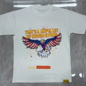 ALOCS Flying Eagle Print American Vintage White T-shirt