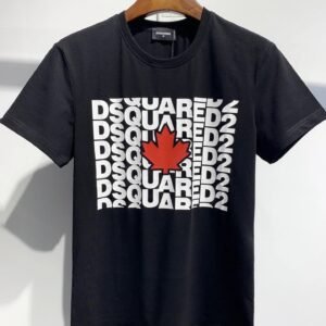 DSQ2 Maple Leaf Print Street Style Black T-Shirt