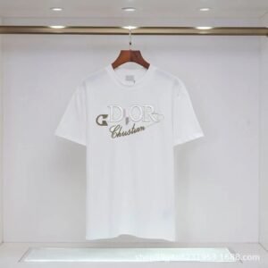 Dior Embroidered Light Luxury Style White Short-sleeve T-shirt