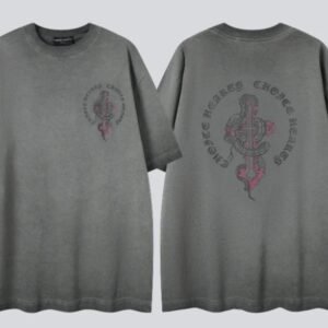 Chrome Hearts Spirit Snake Cross Vintage Smoke Grey Short-sleeve T-shirt