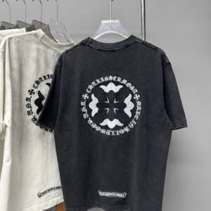 Chrome Hearts Cross Embroidered Vintage Distressed Black T-Shirt
