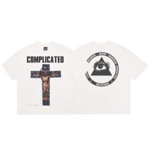 SAINT Religious Print Dark Style White T-Shirt