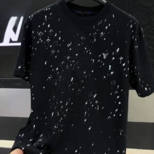 Louis Vuitton Monogram Ink-Splattered Trendy Cool Black Short-sleeve T-shirt