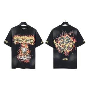 Hellstar Flame Skull Street Style Black T-shirt