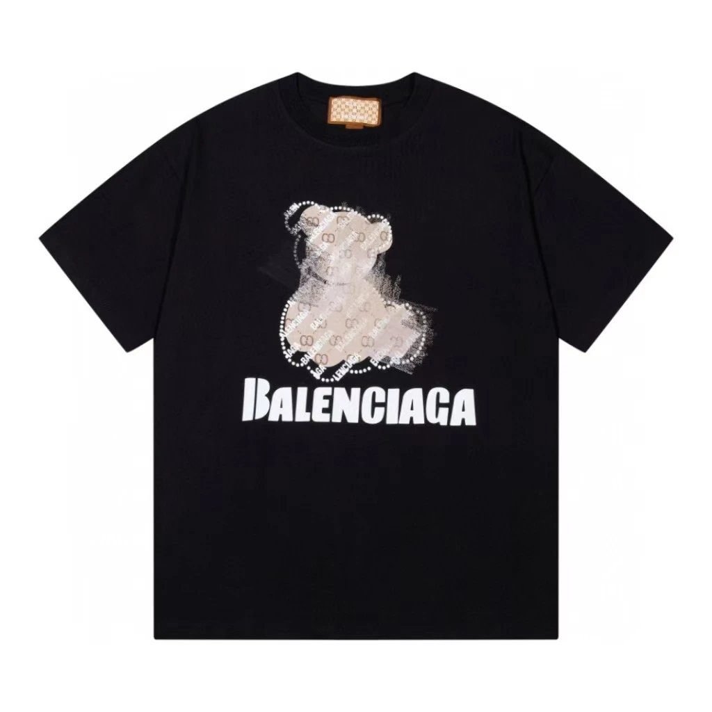 Balenciaga Trendy Black T-Shirt with Bear Print