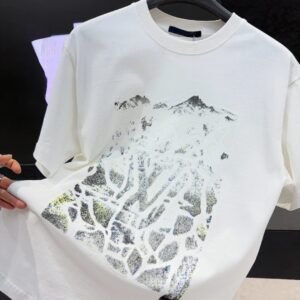 Louis Vuitton Embossed Snow Mountain Trendy White Short-sleeve T-shirt