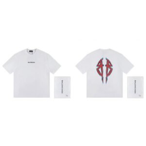 Balenciaga Double B Graffiti Street Style White T-Shirt