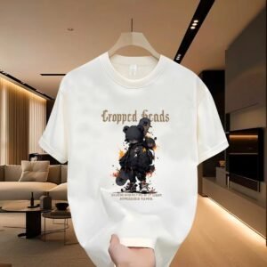 Cropped Heads Trendy Bear Street Style White T-shirt
