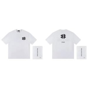 Balenciaga Double-B Print Street Style White T-Shirt