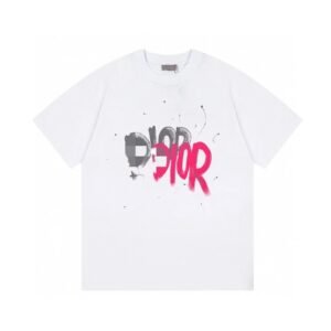 Dior Graffiti Street Style White Short-Sleeve T-Shirt