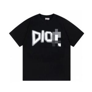 Dior Flocked Letter Street Style Black T-Shirt