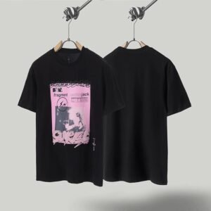 Travis Scott x Lightning Co-branded Graffiti-style Black T-shirt