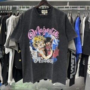 MAJESTIK Angel & Demon Vintage Style Black T-Shirt