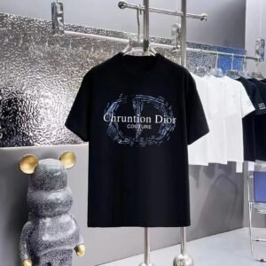 Dior Couture Light Luxury Style Black T-Shirt