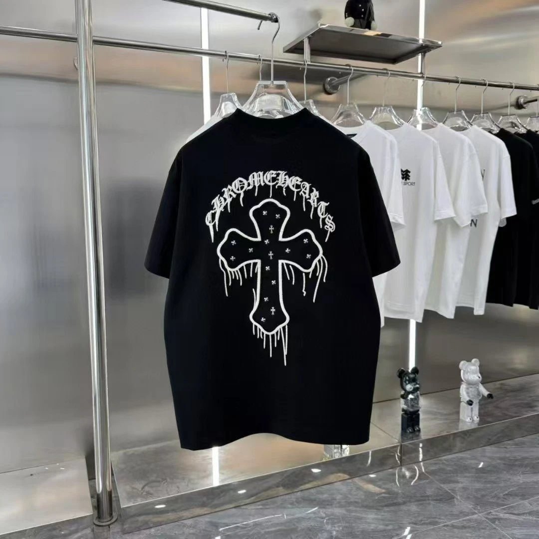 Chrome Hearts Cross Embroidery Street Style Black T-Shirt