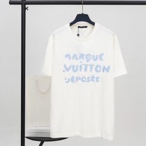 Louis Vuitton Embroidered Casual Style Off-White Short-Sleeve T-Shirt