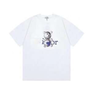 Dior Crystal Bear Trendy Style White T-Shirt