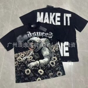 GOD Skull Astronaut Dark Style Black Short-sleeve T-shirt
