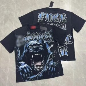 GOD Vicious Dog Printed Gothic Style Black Short-sleeve T-shirt