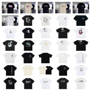 Dior Graffiti Collection Trendy Style Multi-color Short-sleeve T-shirt