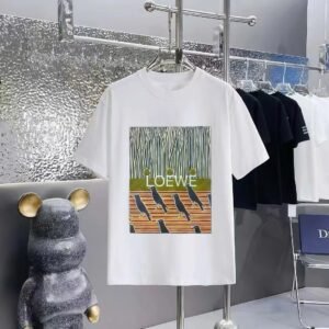 LOEWE Crow Print Streetwear-Style White T-Shirt