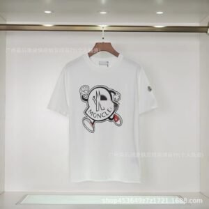 Moncler Cartoon Print Casual Style White T-Shirt