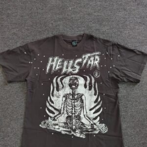 Hellstar Skull Print Dark Style Brown T-Shirt