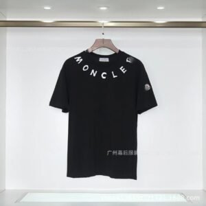 Moncler Letter Print Casual Style Black T-Shirt