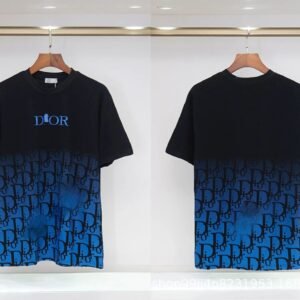 Dior Classic Monogram Trendy Style Black-Blue Gradient T-Shirt