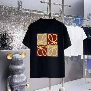 LOEWE Color-block Embroidered Casual Black T-Shirt