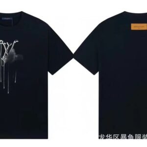 Louis Vuitton Chain Print Trendy & Cool Style Black T-Shirt