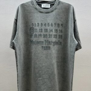 Maison Margiela Numbers Collection Vintage Washed Grey Short Sleeve T-Shirt