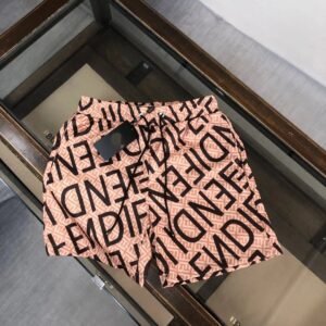 Fendi All-over Monogram Print Casual Pink-Brown Shorts