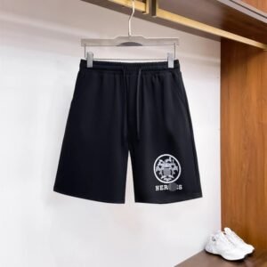 Hermès Logo Print Casual Style Black Shorts